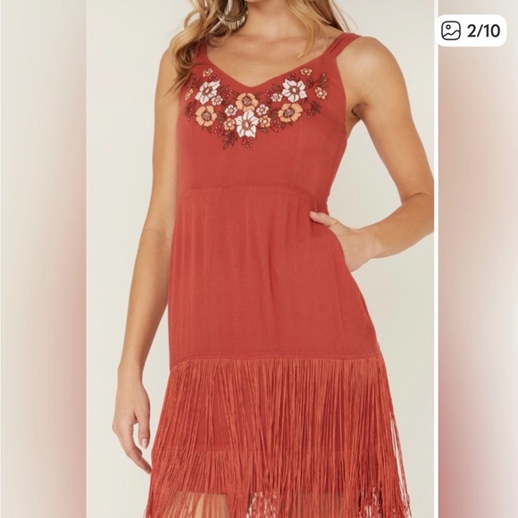 Idyllwind Embroidered Floral Fringe Dress - Picture 1 of 9
